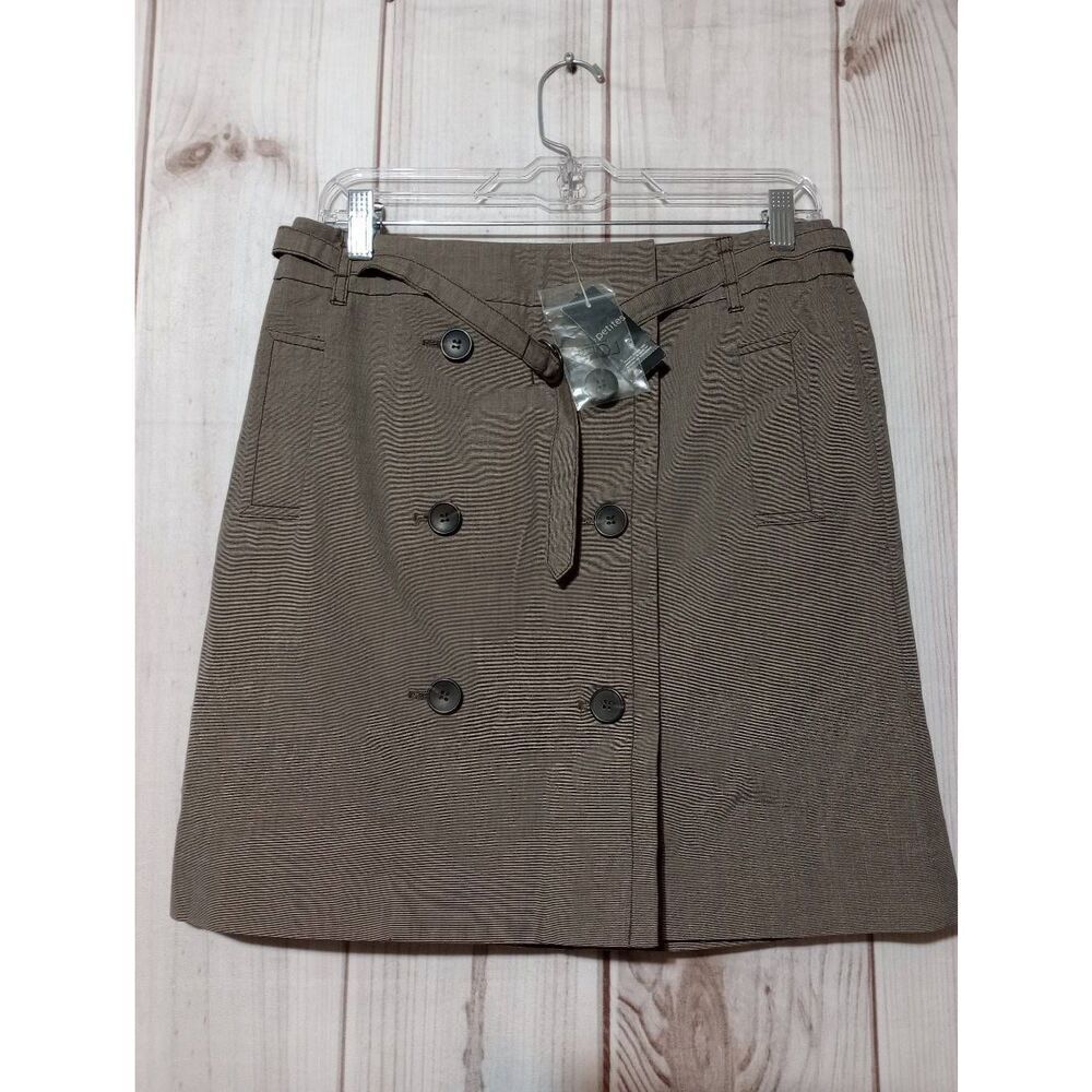 Ann Taylor LOFT Petites Skirt 8P Brown Belted A-Line Career Business Casual